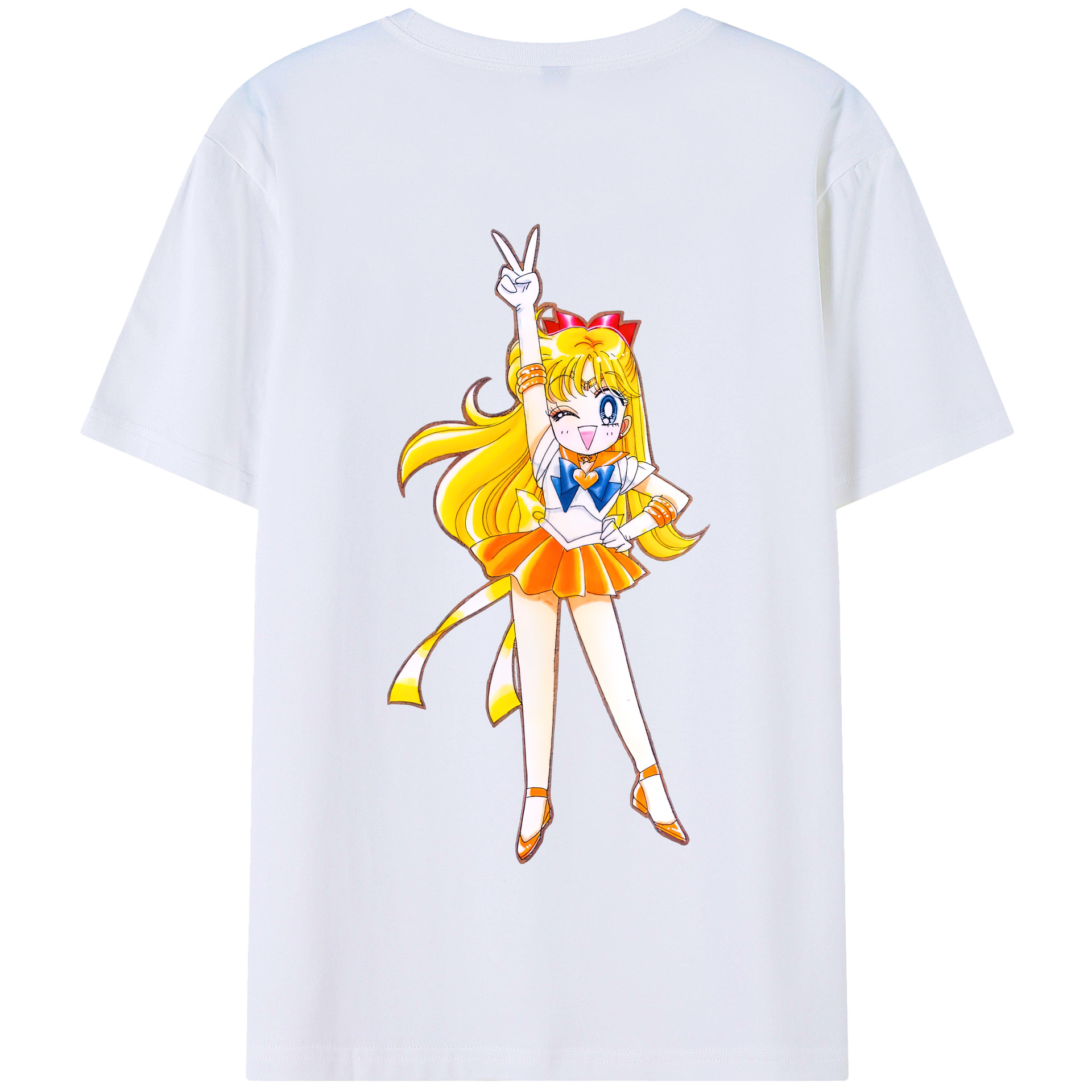 （画像用） 美少女戦士セーラームーン 愛野 美奈子 あいの みなこ Sailor Moon Aino Minako 綿100％半袖Tシャツ（背面プリント）