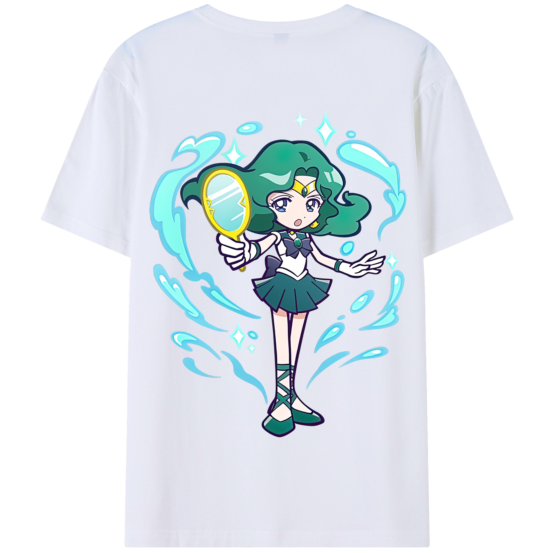 （画像用） 美少女戦士セーラームーン 海王 みちる（かいおう みちる） Sailor Moon Kaiou Michiru 綿100％半袖Tシャツ（背面プリント）