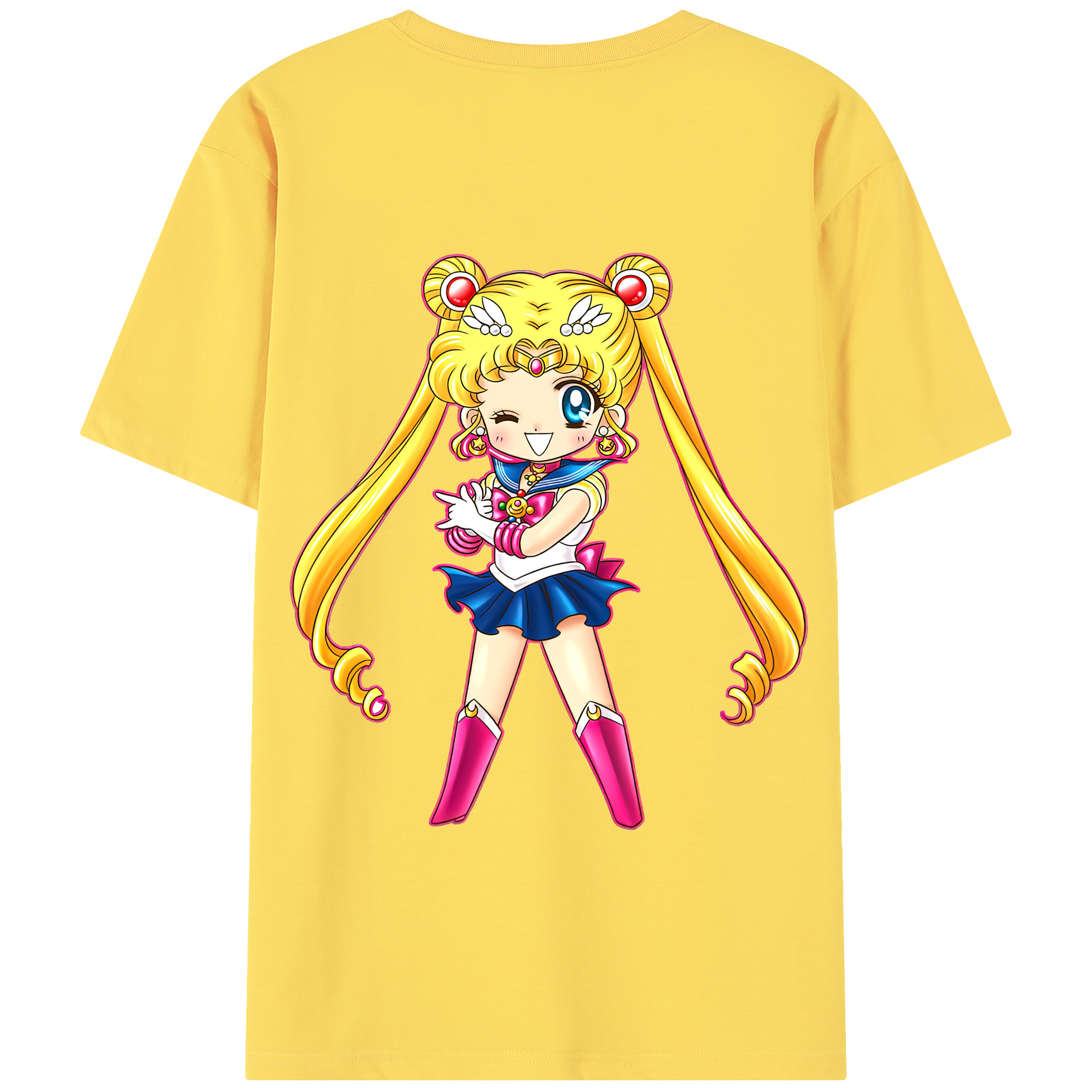 （画像用） 美少女戦士セーラームーン 月野 うさぎ つきの うさぎ Sailor Moon Tsukino Usagi 綿100％半袖Tシャツ（背面プリント）