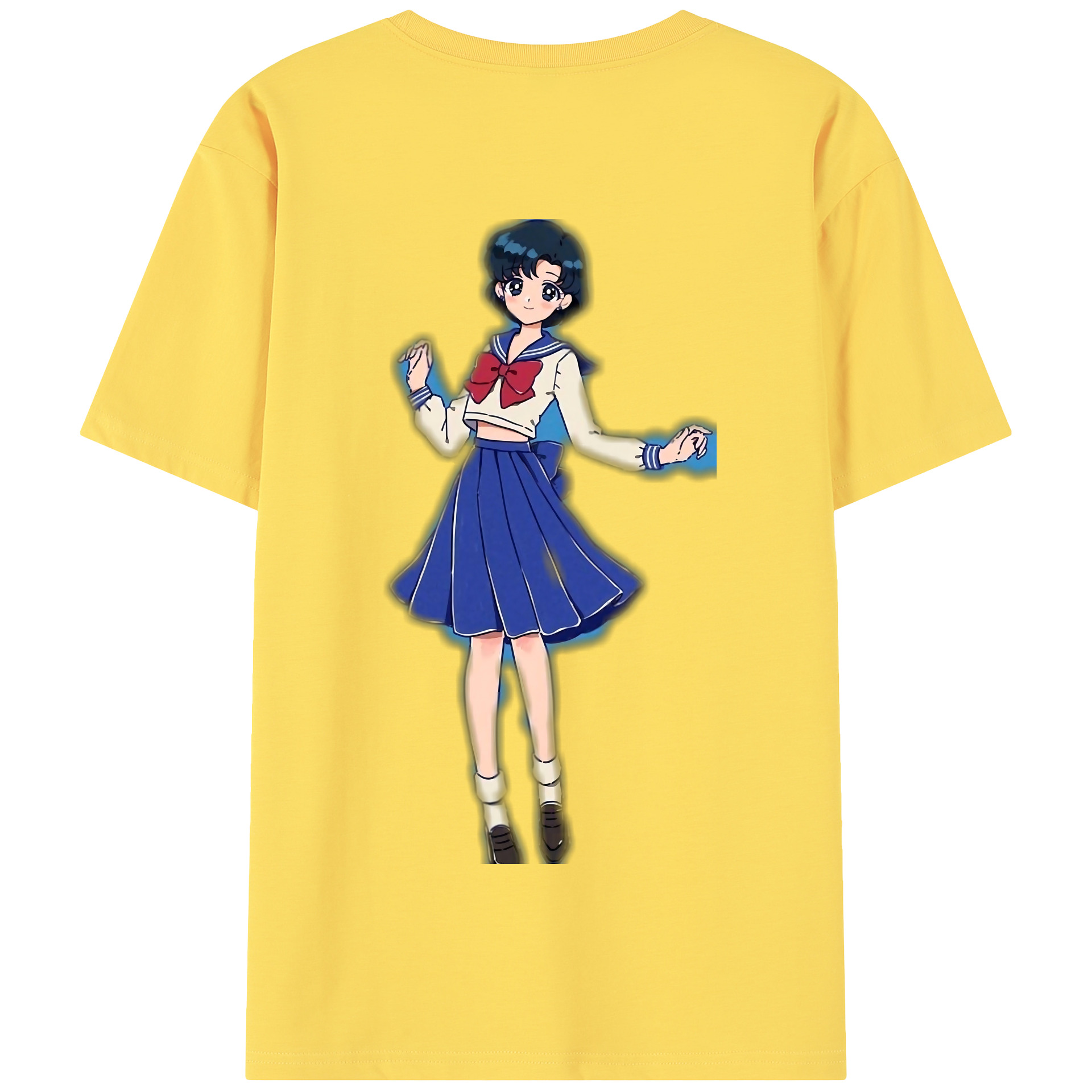（画像用） 美少女戦士セーラームーン 水野 亜美 みずの あみ Sailor Moon Mizuno Ami 綿100％半袖Tシャツ（背面プリント）