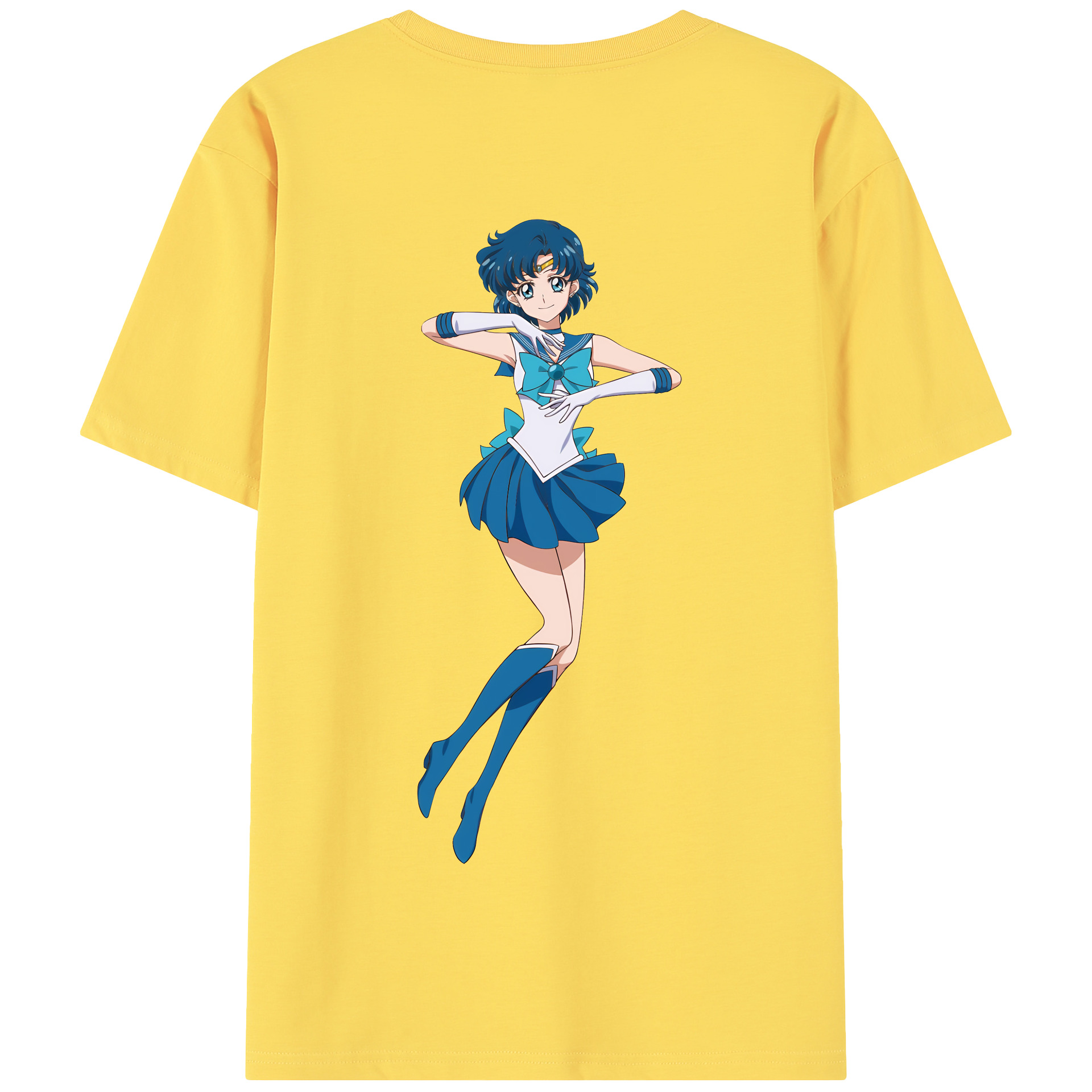 （画像用） 美少女戦士セーラームーン 水野 亜美 みずの あみ Sailor Moon Mizuno Ami 綿100％半袖Tシャツ（背面プリント）