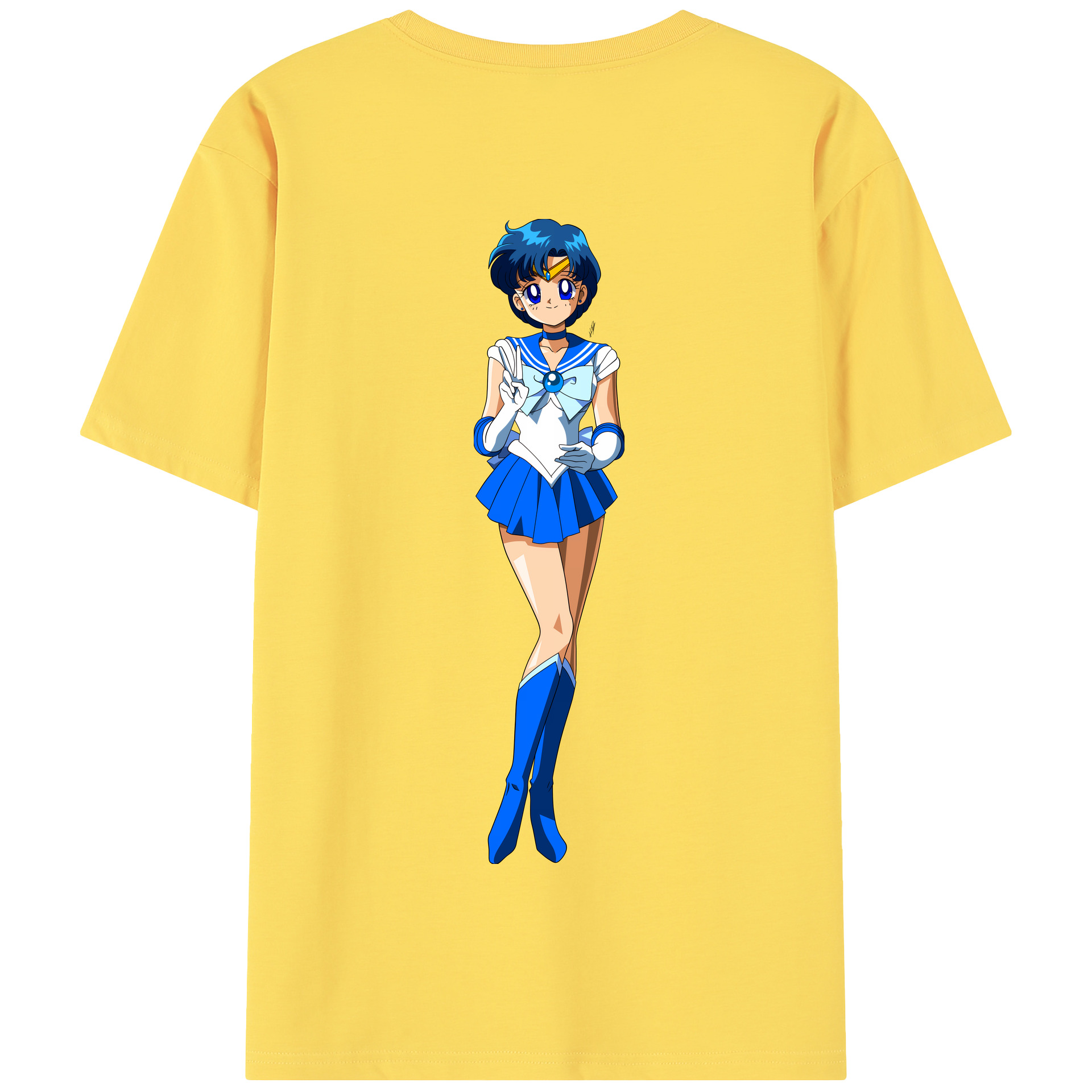 （画像用） 美少女戦士セーラームーン 水野 亜美 みずの あみ Sailor Moon Mizuno Ami 綿100％半袖Tシャツ（背面プリント）