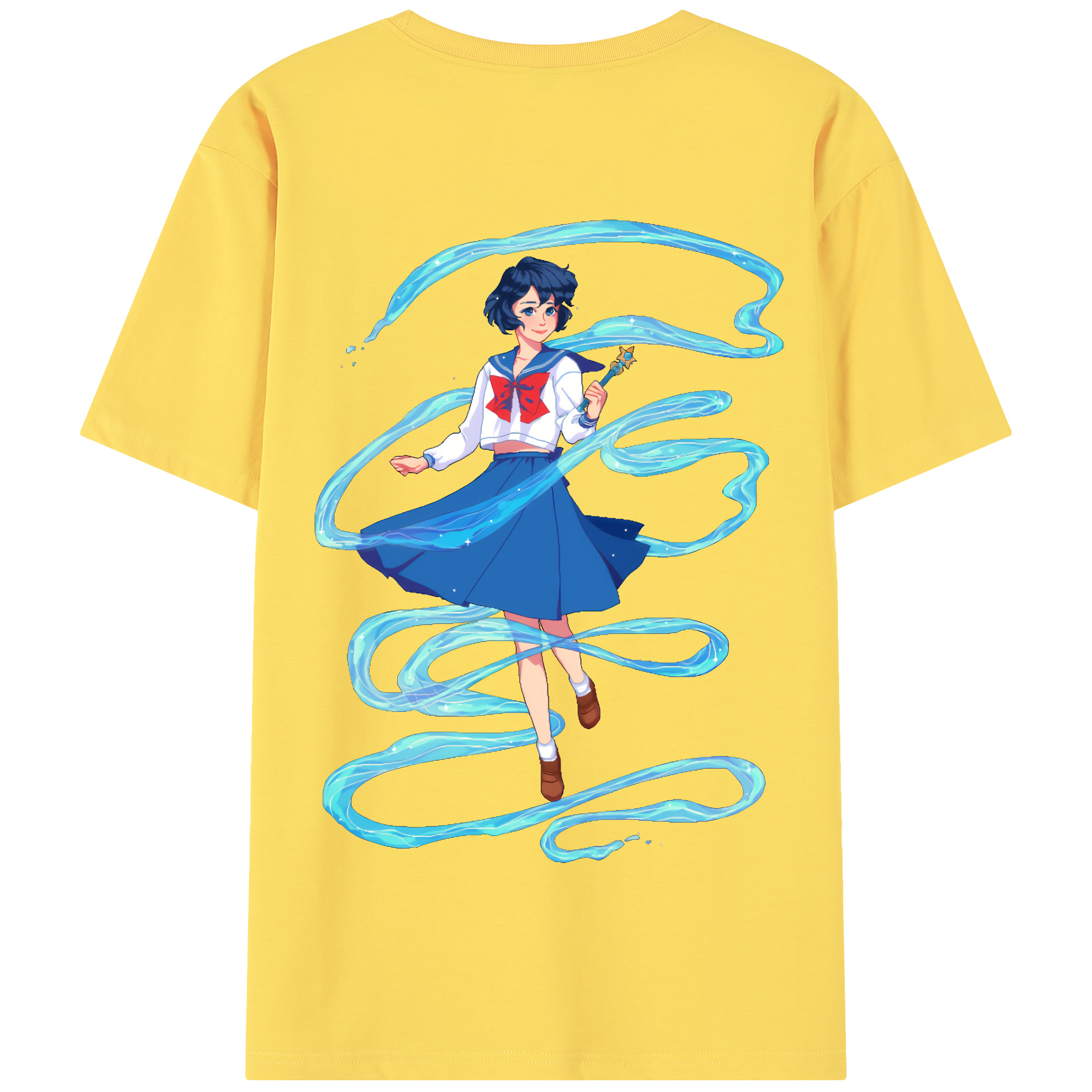 （画像用） 美少女戦士セーラームーン 水野 亜美 みずの あみ Sailor Moon Mizuno Ami 綿100％半袖Tシャツ（背面プリント）