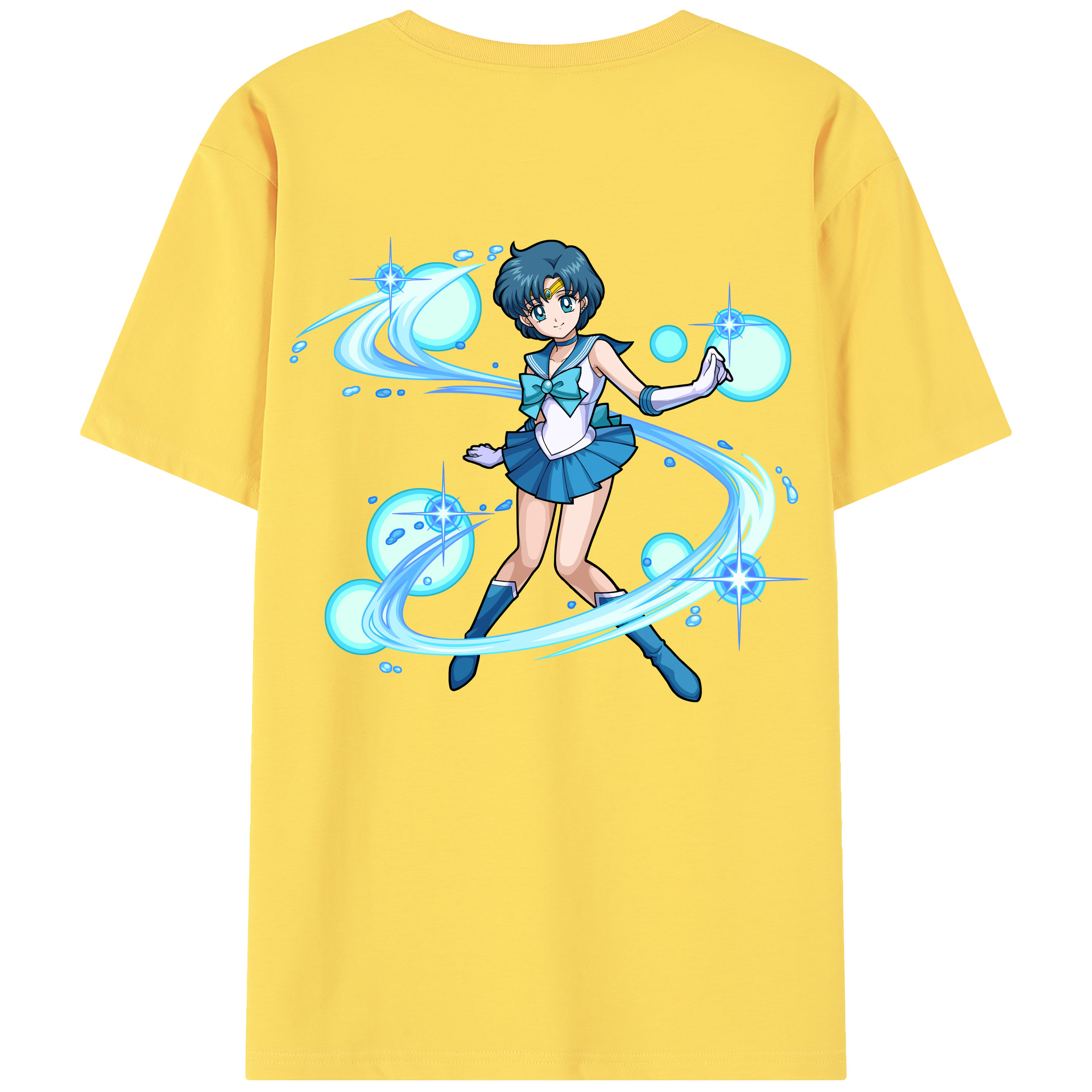 （画像用） 美少女戦士セーラームーン 水野 亜美 みずの あみ Sailor Moon Mizuno Ami 綿100％半袖Tシャツ（背面プリント）