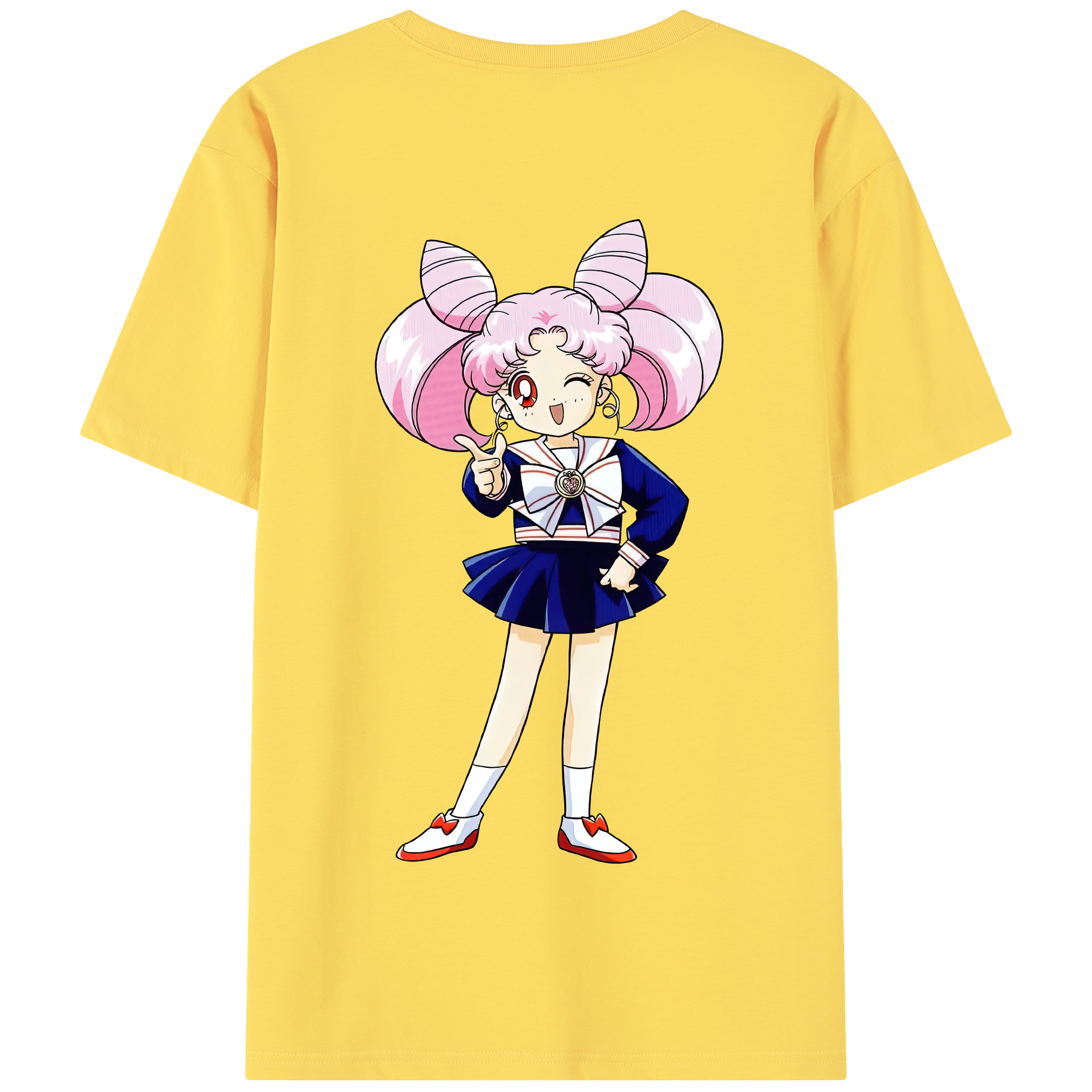 （画像用） 美少女戦士セーラームーン ちびうさ Sailor Moon Chibiusa Tsukino Usagi Small Lady Serenity 綿100％半袖Tシャツ（背面プリント）