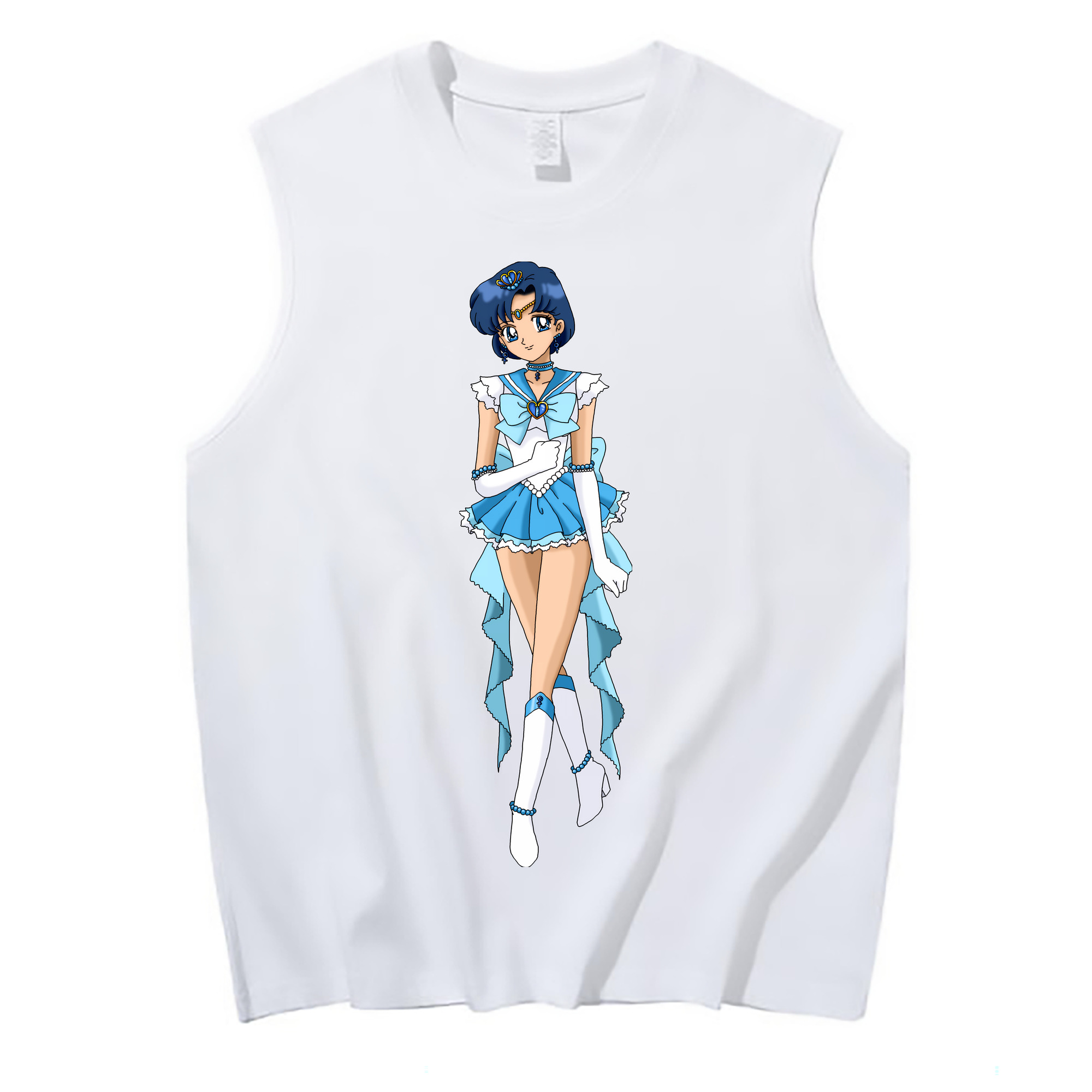 （画像用） 美少女戦士セーラームーン 水野 亜美 みずの あみ Sailor Moon Mizuno Ami コットン100％タンクトップ（フロントプリント）