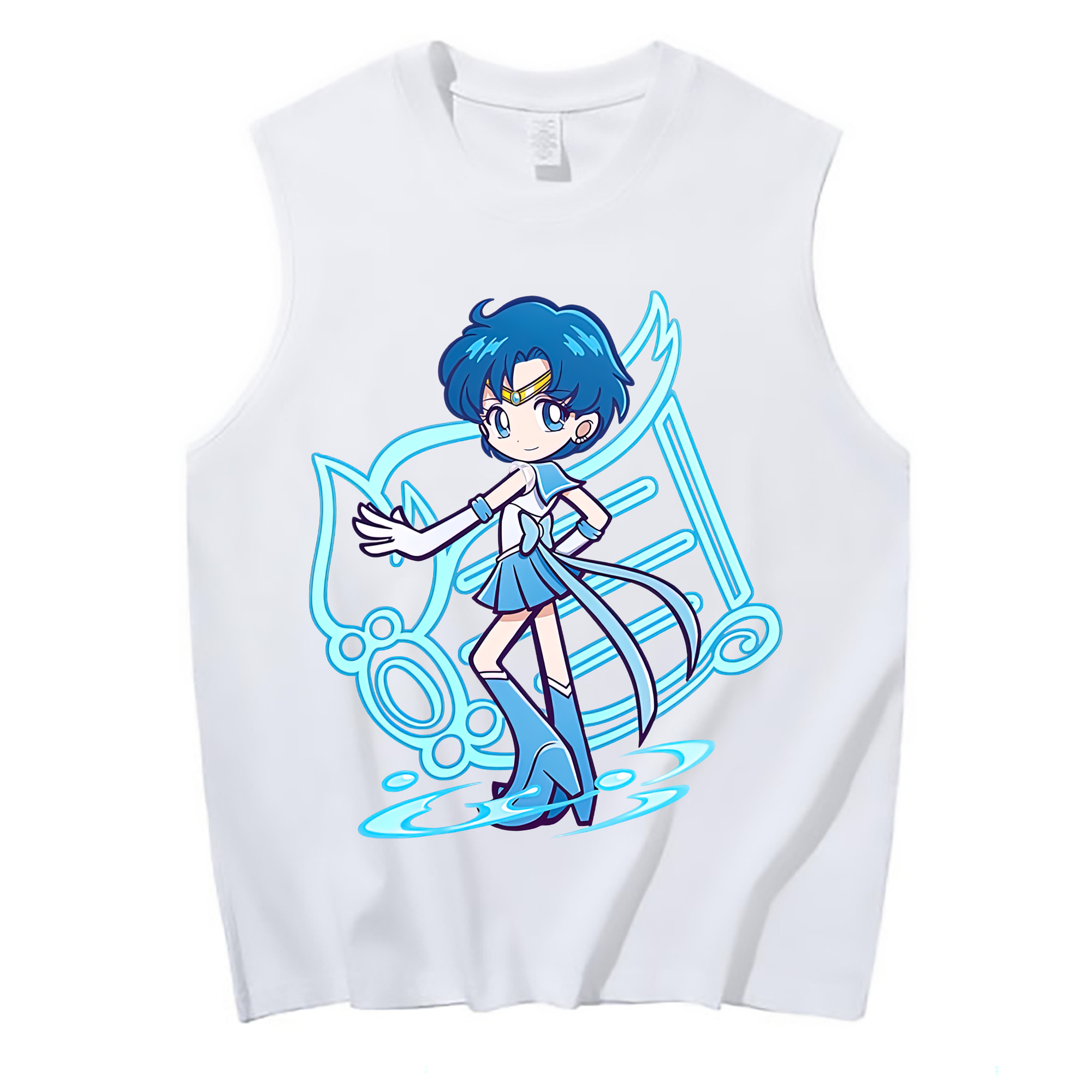 （画像用） 美少女戦士セーラームーン 水野 亜美 みずの あみ Sailor Moon Mizuno Ami コットン100％タンクトップ（フロントプリント）