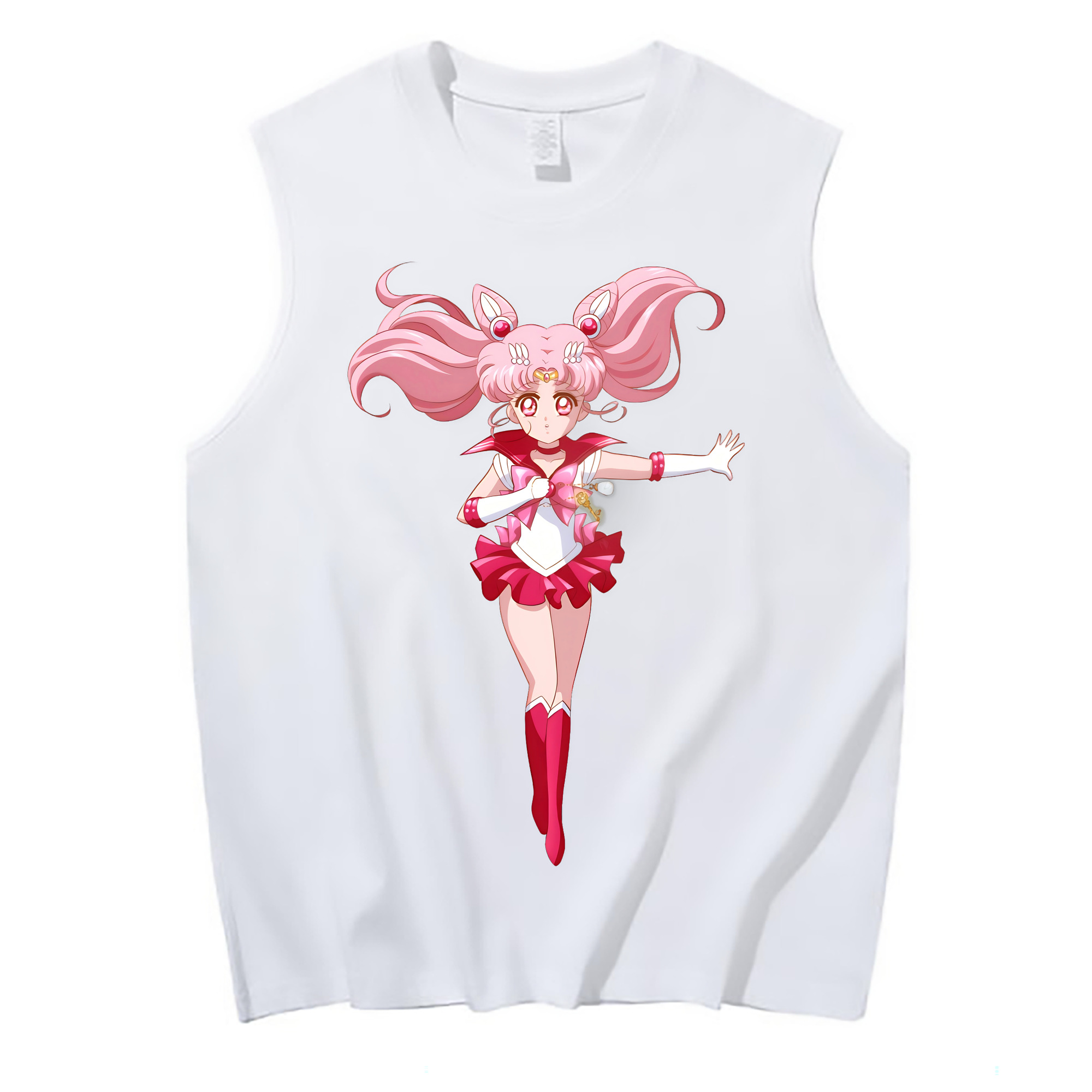 （画像用） 美少女戦士セーラームーン ちびうさ Sailor Moon Chibiusa Tsukino Usagi Small Lady Serenity コットン100％タンクトップ（フロントプリント）