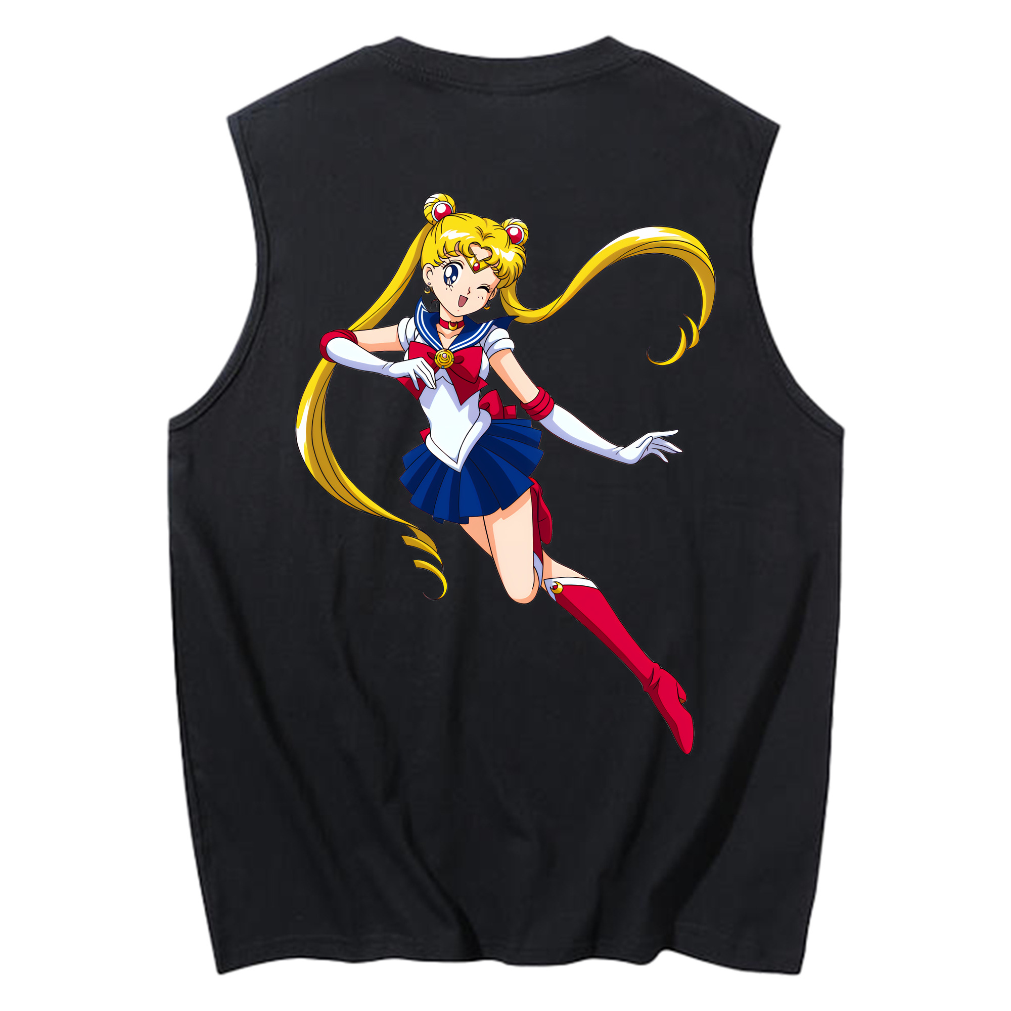 （画像用） 美少女戦士セーラームーン 月野 うさぎ つきの うさぎ Sailor Moon Tsukino Usagi コットン100％タンクトップ（背面プリント）