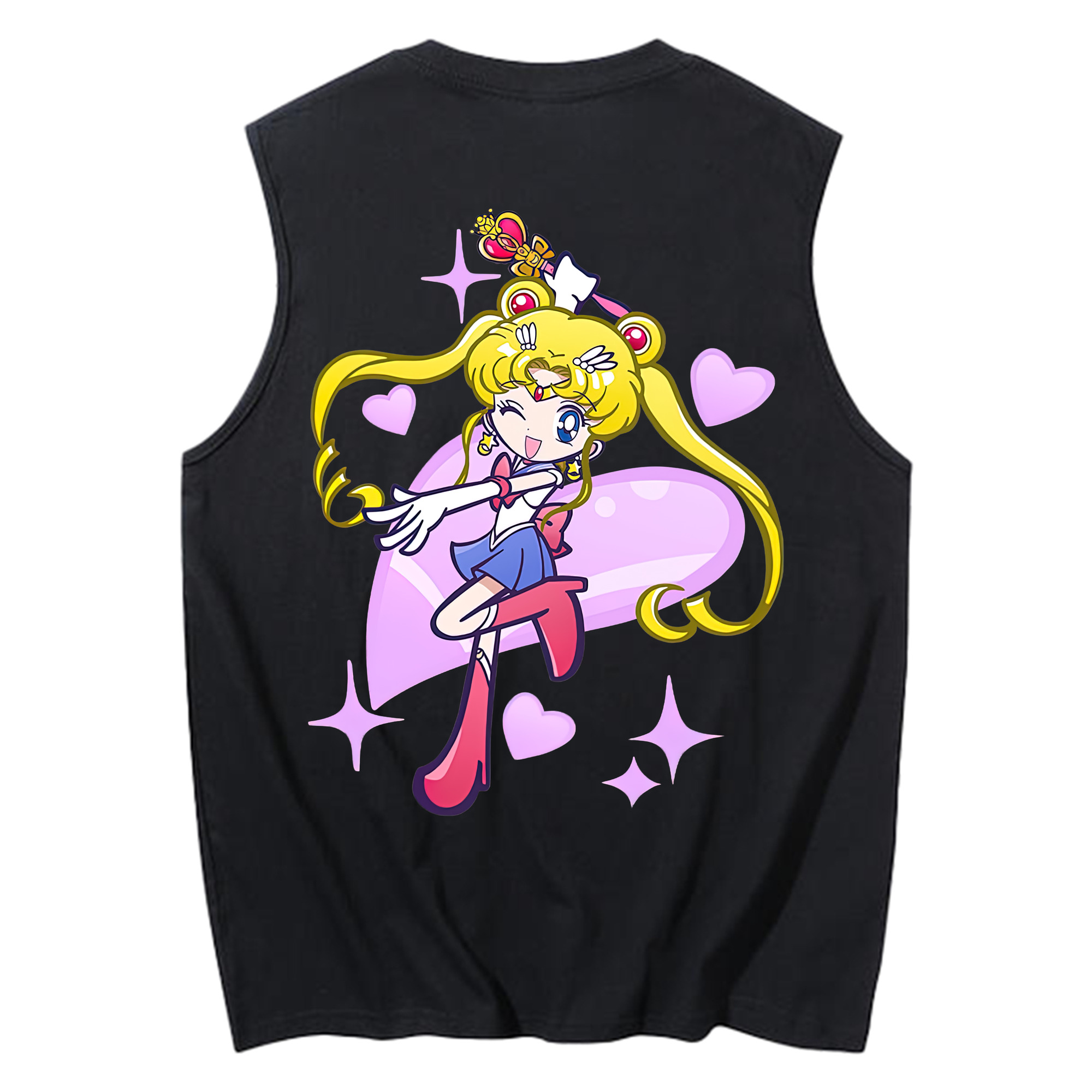 （画像用） 美少女戦士セーラームーン 月野 うさぎ つきの うさぎ Sailor Moon Tsukino Usagi コットン100％タンクトップ（背面プリント）
