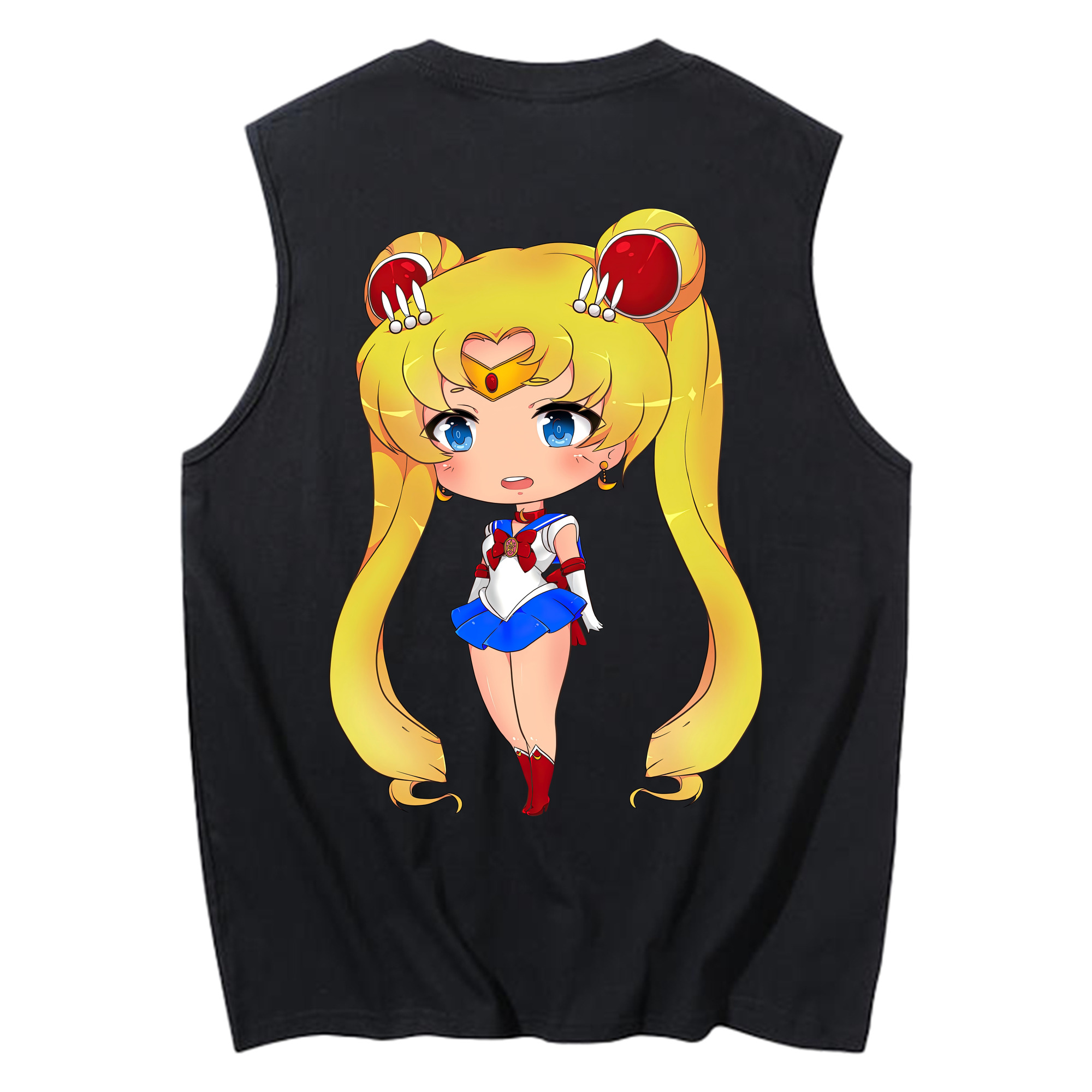 （画像用） 美少女戦士セーラームーン 月野 うさぎ つきの うさぎ Sailor Moon Tsukino Usagi コットン100％タンクトップ（背面プリント）
