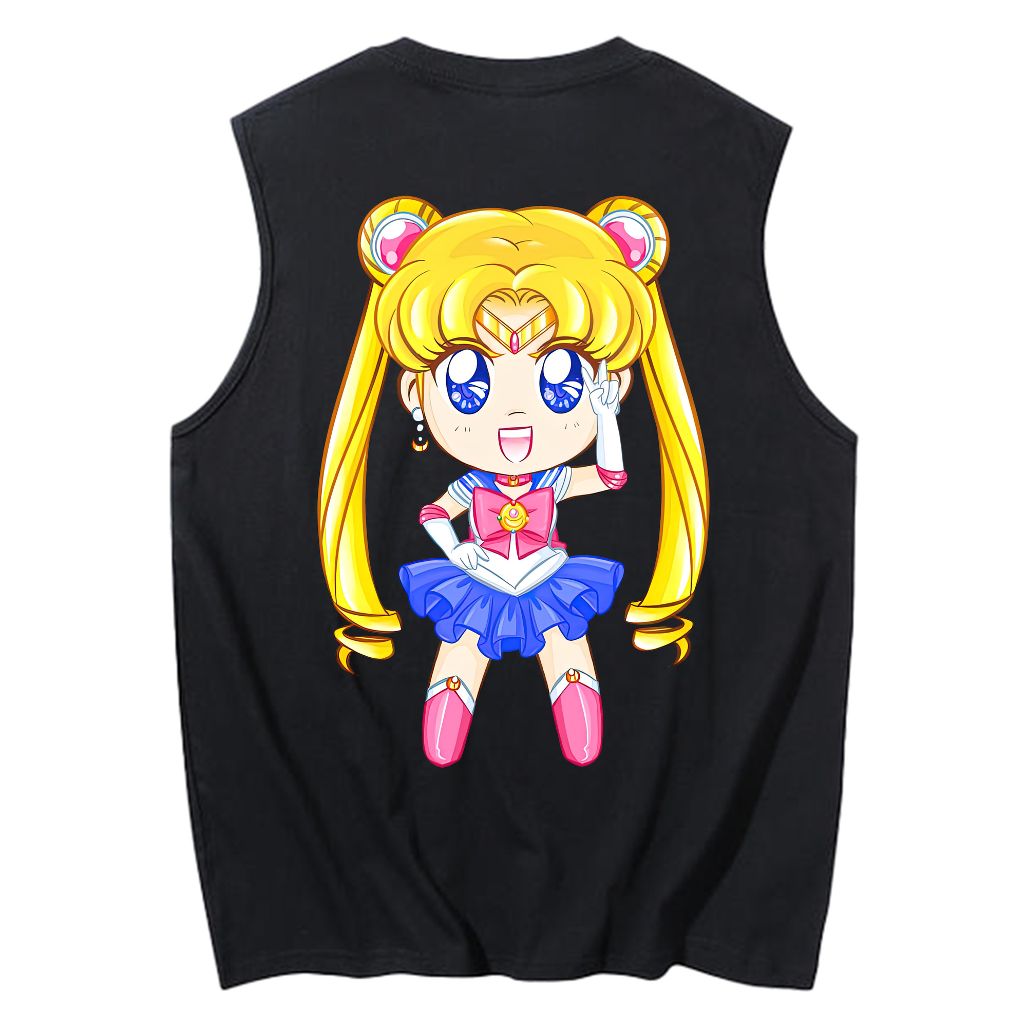 （画像用） 美少女戦士セーラームーン 月野 うさぎ つきの うさぎ Sailor Moon Tsukino Usagi コットン100％タンクトップ（背面プリント）