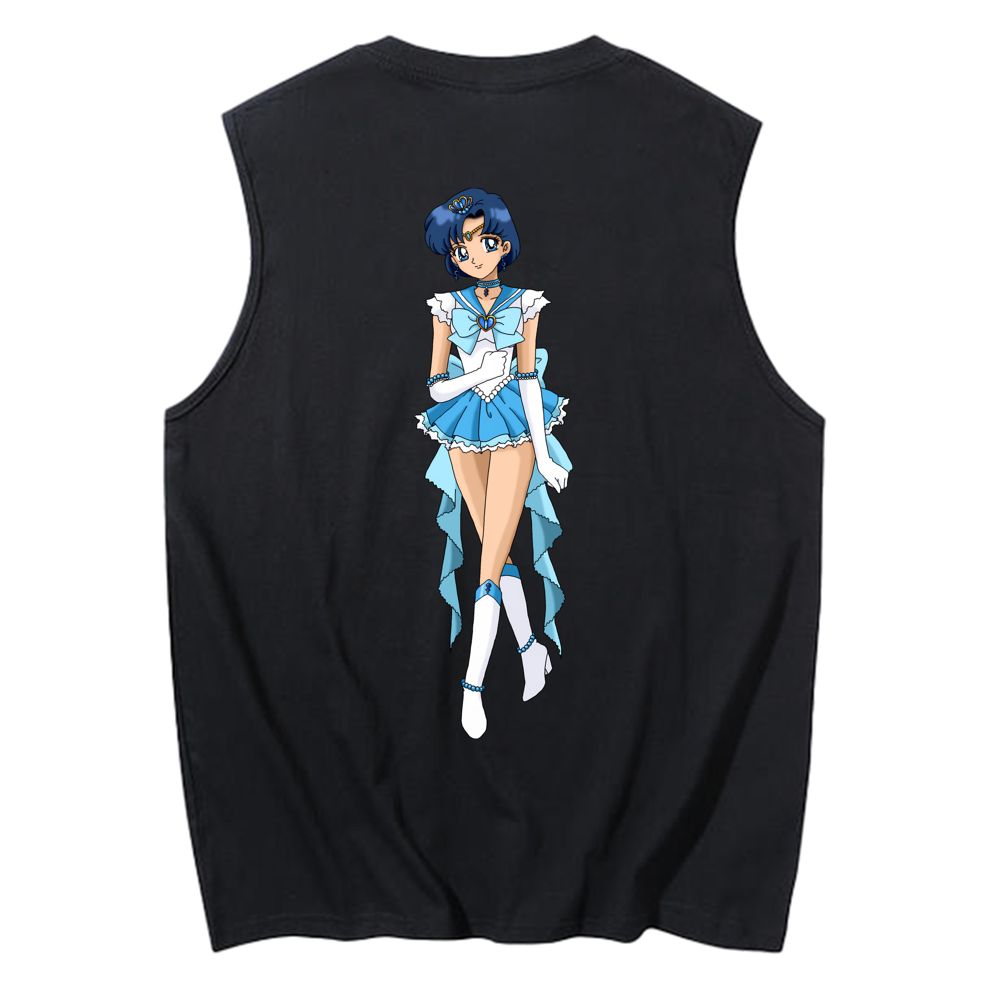 （画像用） 美少女戦士セーラームーン 水野 亜美 みずの あみ Sailor Moon Mizuno Ami コットン100％タンクトップ（背面プリント）