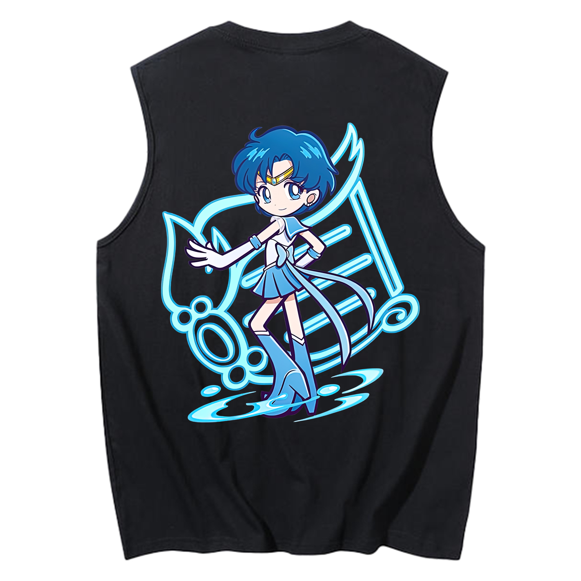 （画像用） 美少女戦士セーラームーン 水野 亜美 みずの あみ Sailor Moon Mizuno Ami コットン100％タンクトップ（背面プリント）