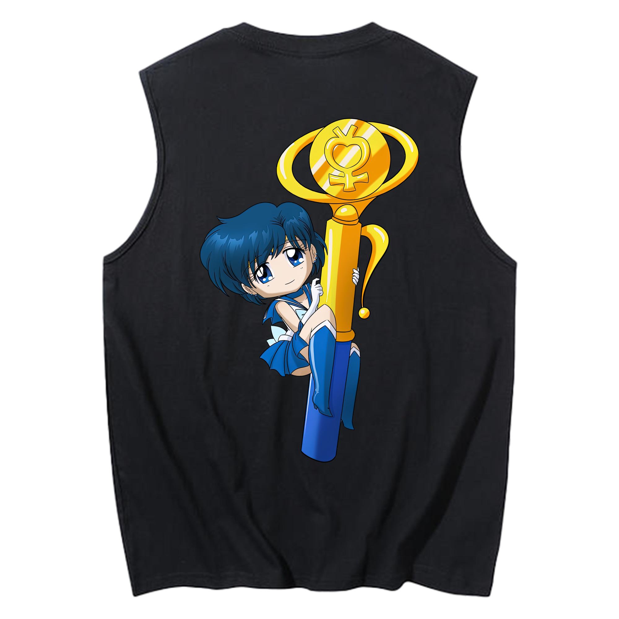 （画像用） 美少女戦士セーラームーン 水野 亜美 みずの あみ Sailor Moon Mizuno Ami コットン100％タンクトップ（背面プリント）