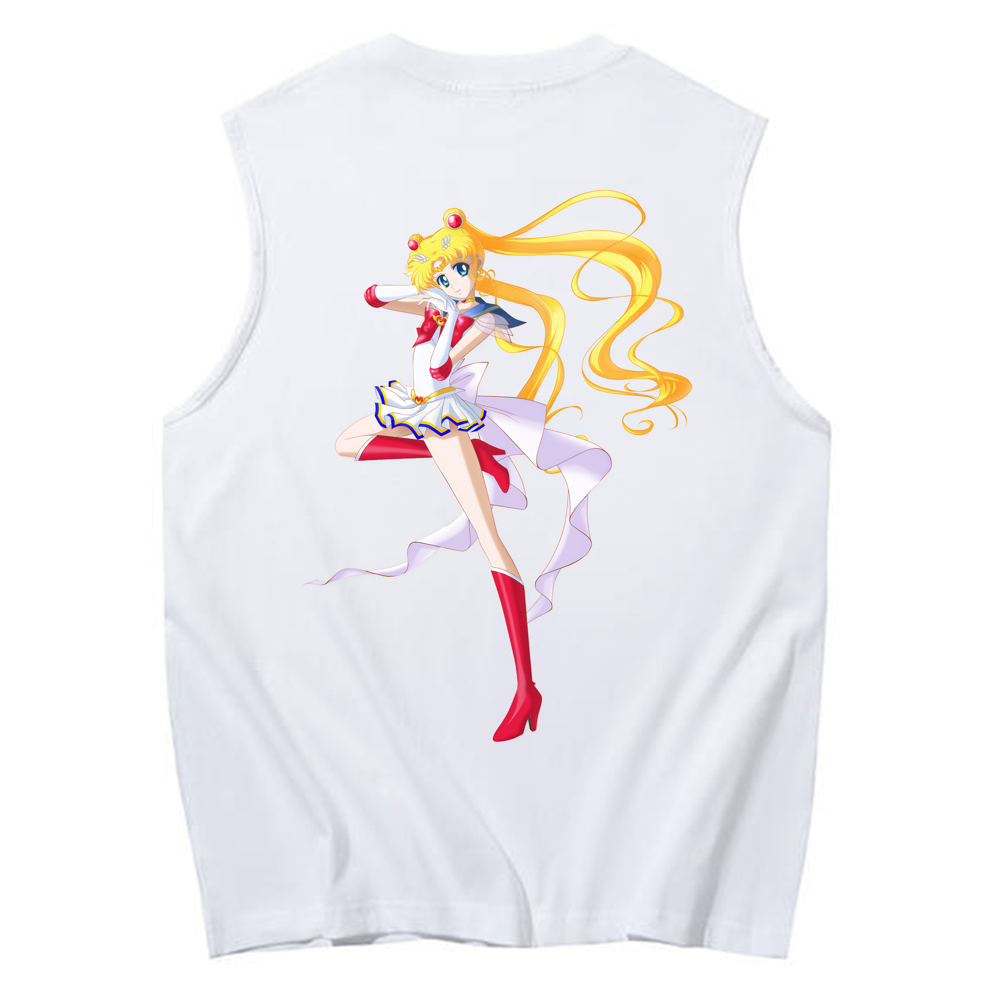 （画像用） 美少女戦士セーラームーン 月野 うさぎ つきの うさぎ Sailor Moon Tsukino Usagi コットン100％タンクトップ（背面プリント）