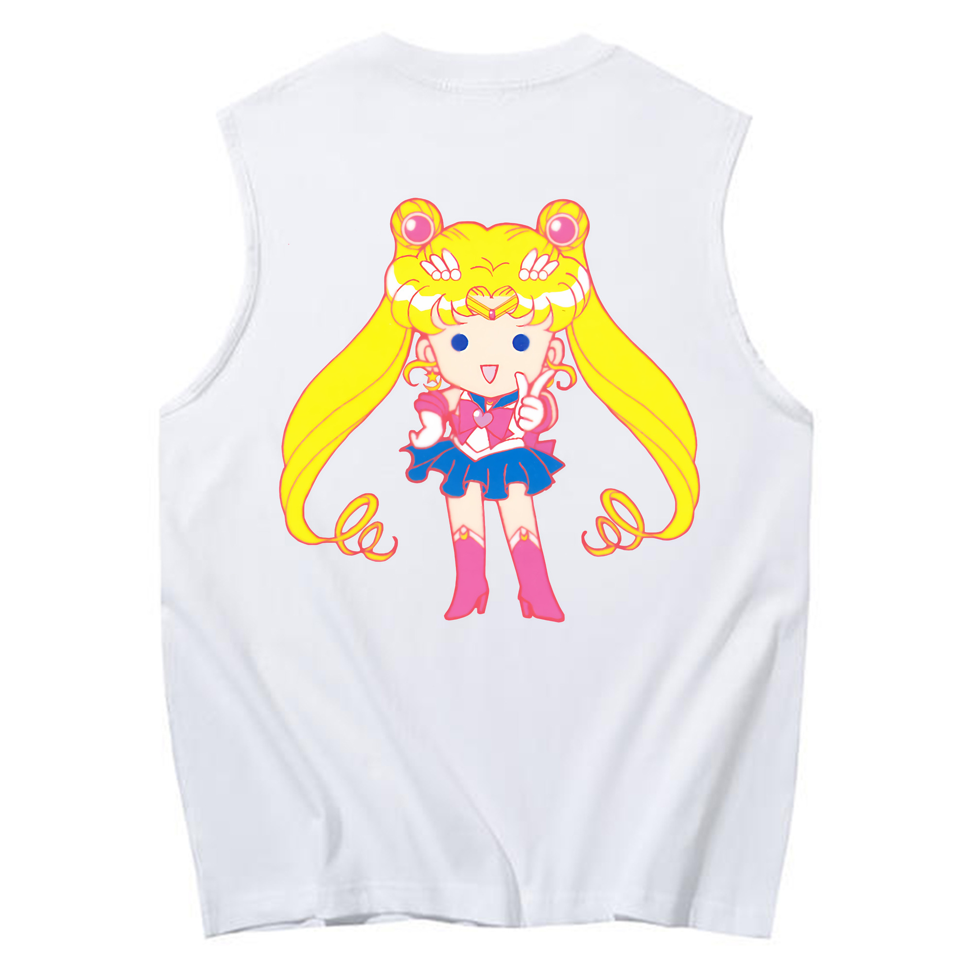 （画像用） 美少女戦士セーラームーン 月野 うさぎ つきの うさぎ Sailor Moon Tsukino Usagi コットン100％タンクトップ（背面プリント）