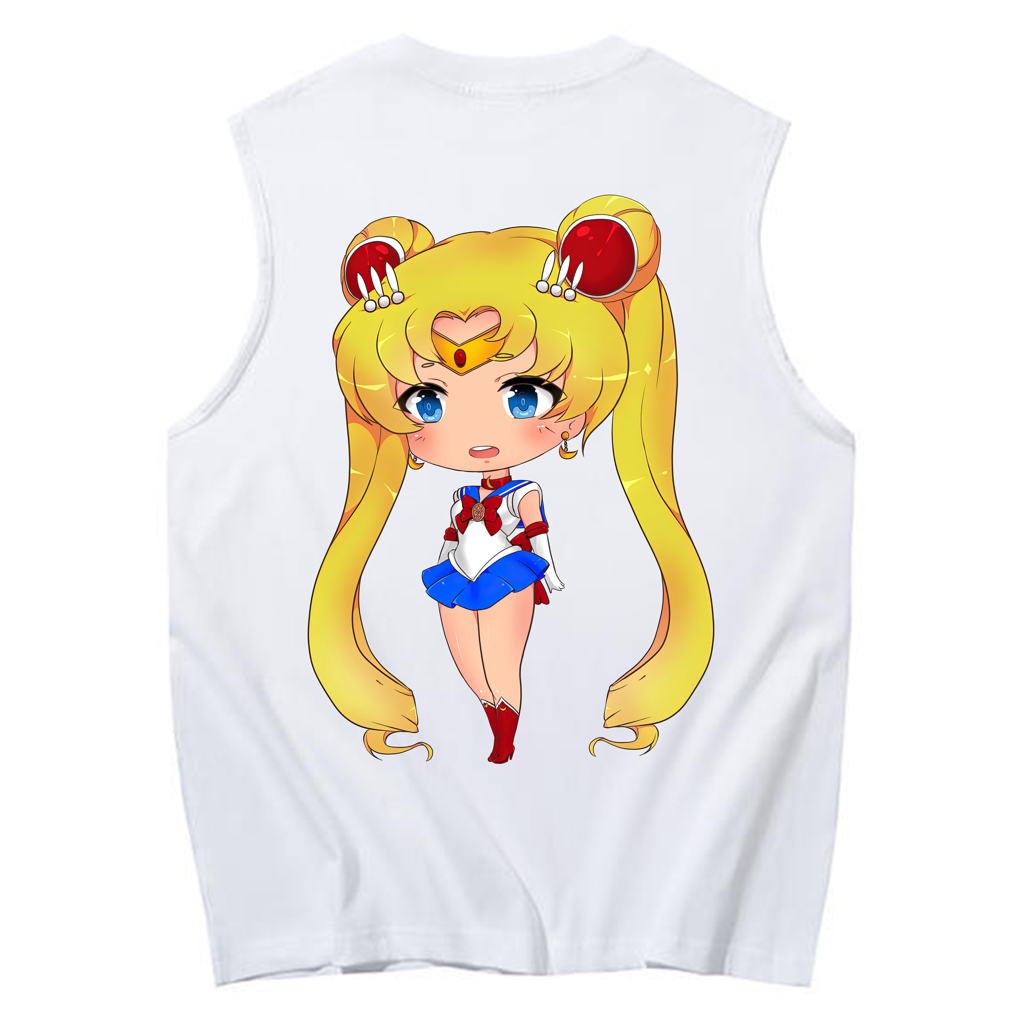 （画像用） 美少女戦士セーラームーン 月野 うさぎ つきの うさぎ Sailor Moon Tsukino Usagi コットン100％タンクトップ（背面プリント）