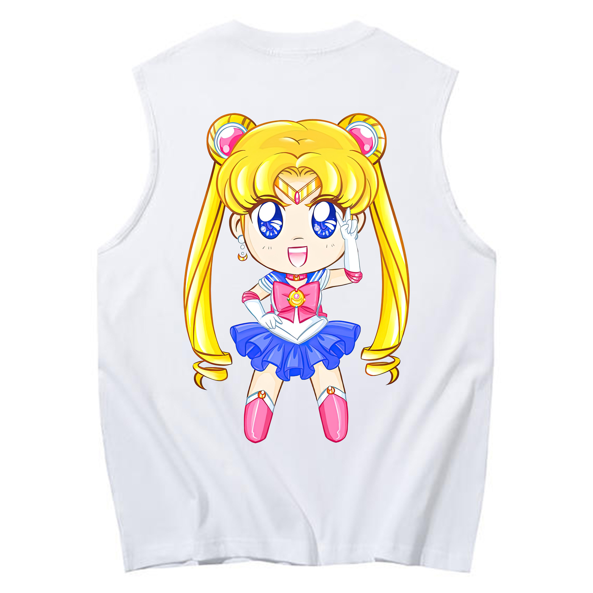 （画像用） 美少女戦士セーラームーン 月野 うさぎ つきの うさぎ Sailor Moon Tsukino Usagi コットン100％タンクトップ（背面プリント）