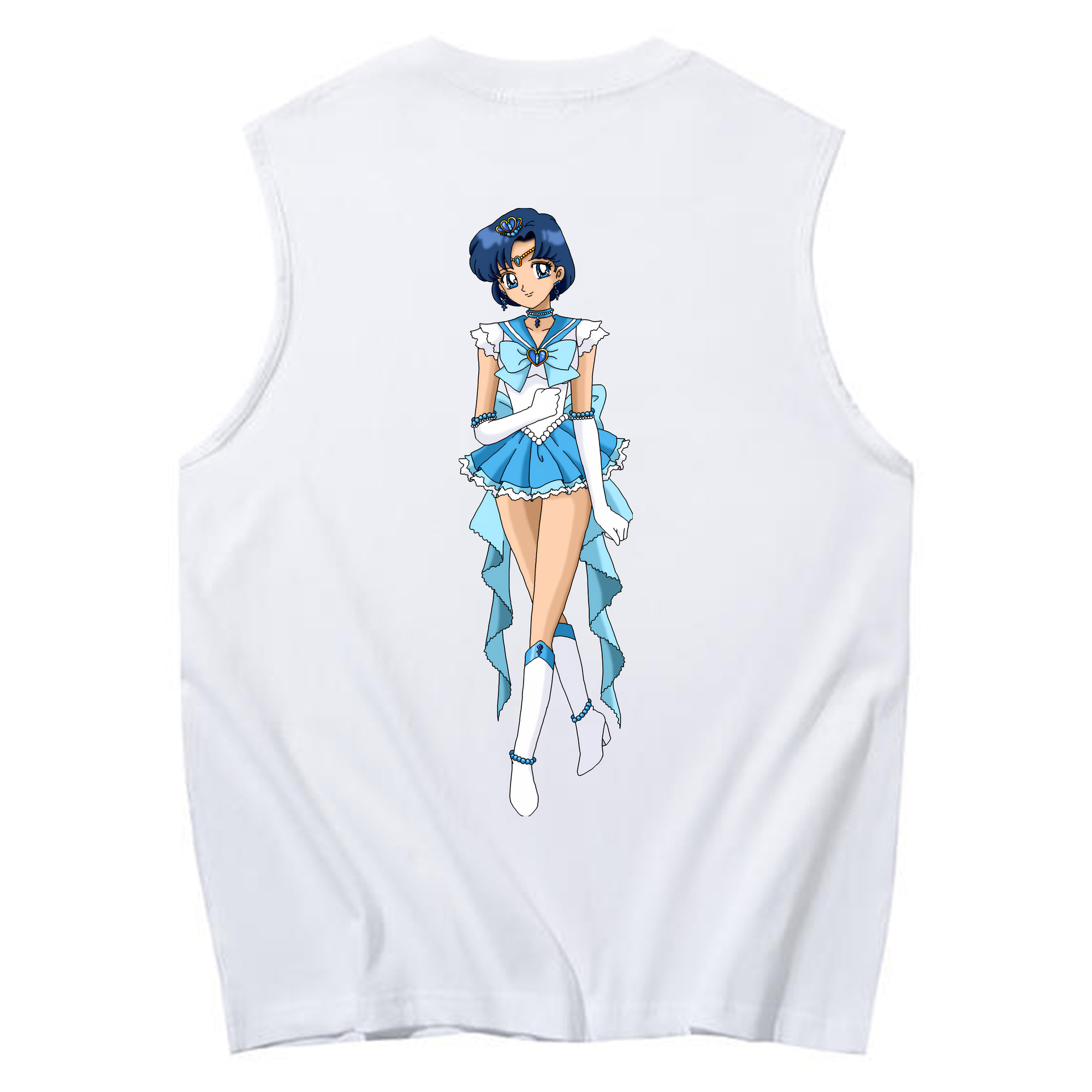（画像用） 美少女戦士セーラームーン 水野 亜美 みずの あみ Sailor Moon Mizuno Ami コットン100％タンクトップ（背面プリント）