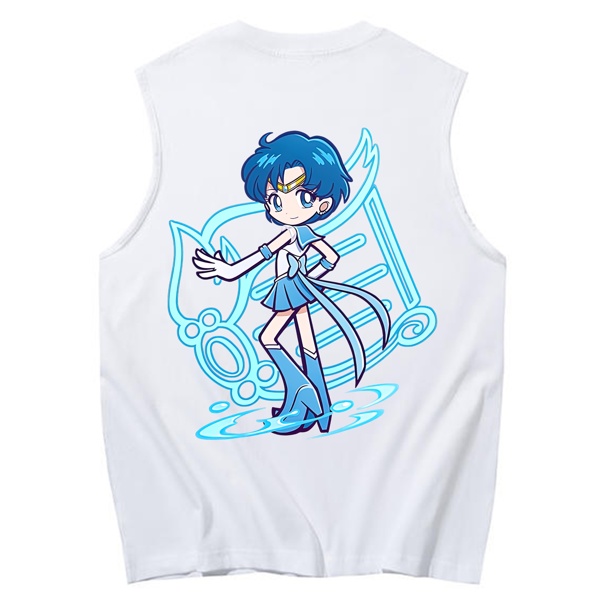 （画像用） 美少女戦士セーラームーン 水野 亜美 みずの あみ Sailor Moon Mizuno Ami コットン100％タンクトップ（背面プリント）