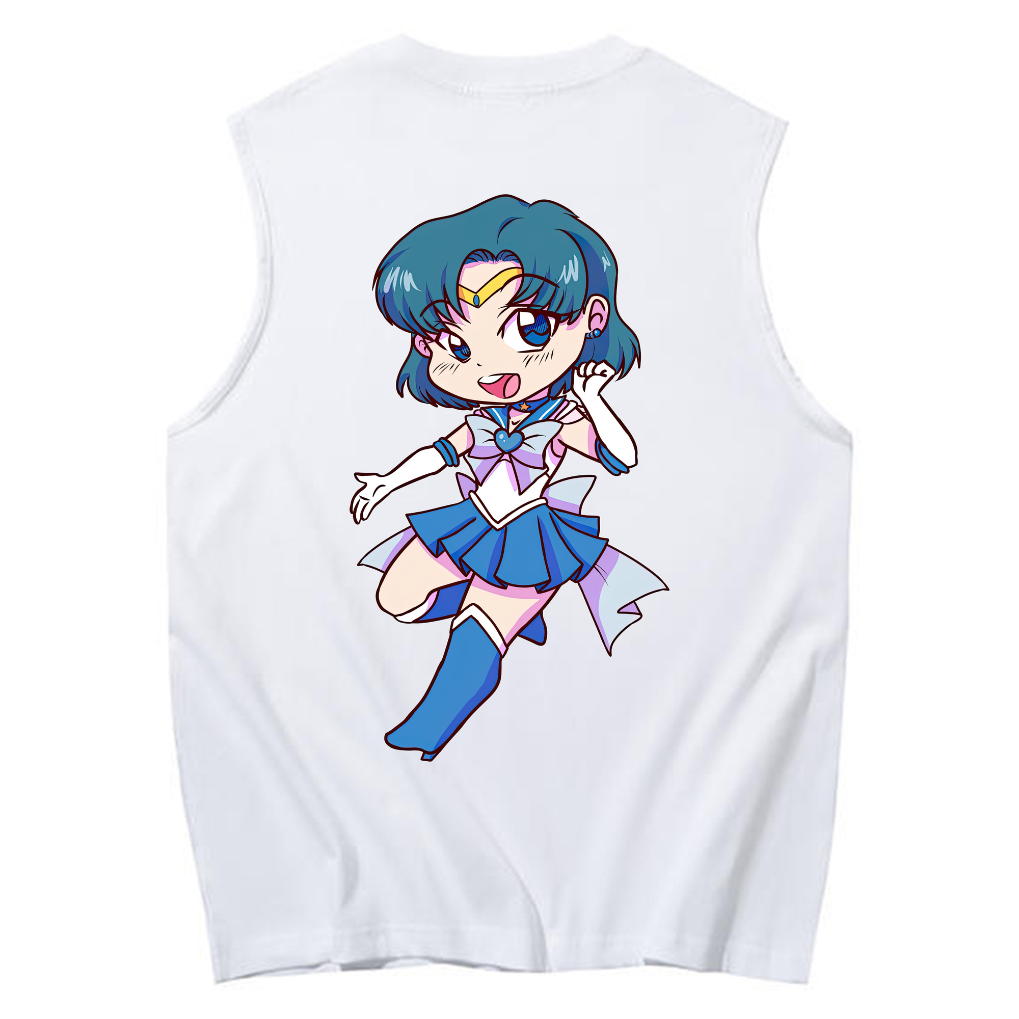 （画像用） 美少女戦士セーラームーン 水野 亜美 みずの あみ Sailor Moon Mizuno Ami コットン100％タンクトップ（背面プリント）
