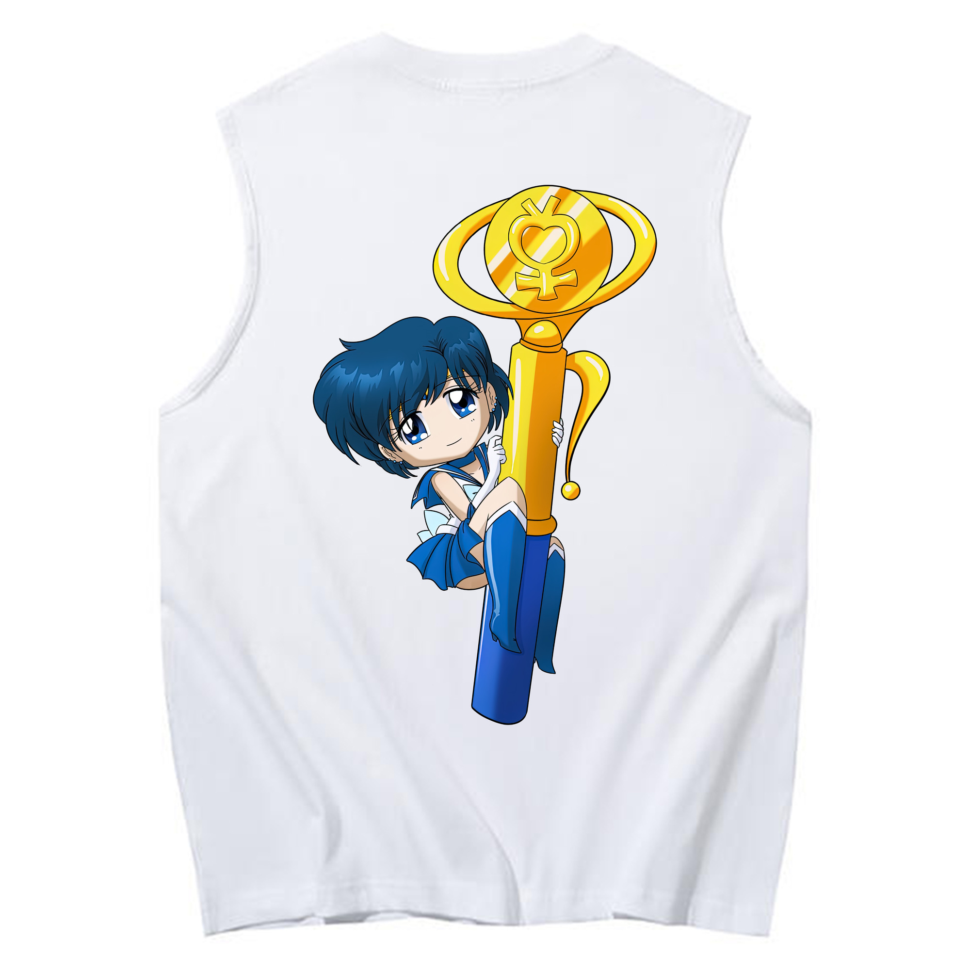 （画像用） 美少女戦士セーラームーン 水野 亜美 みずの あみ Sailor Moon Mizuno Ami コットン100％タンクトップ（背面プリント）