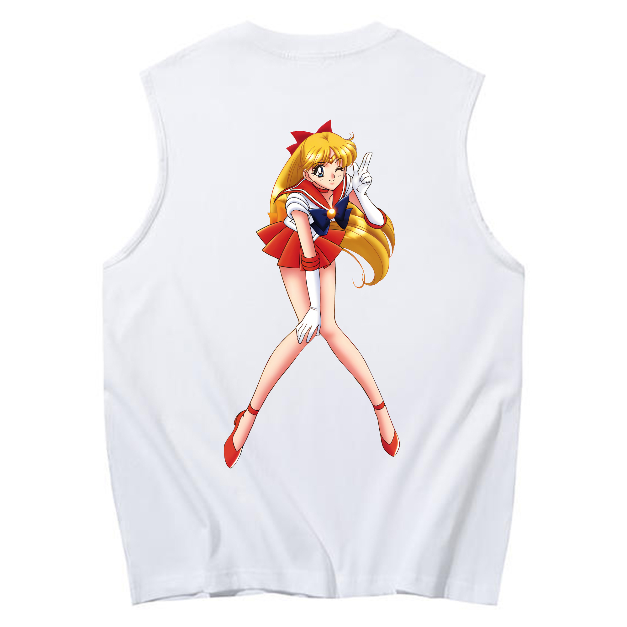 （画像用） 美少女戦士セーラームーン 愛野 美奈子 あいの みなこ Sailor Moon Aino Minako コットン100％タンクトップ（背面プリント）