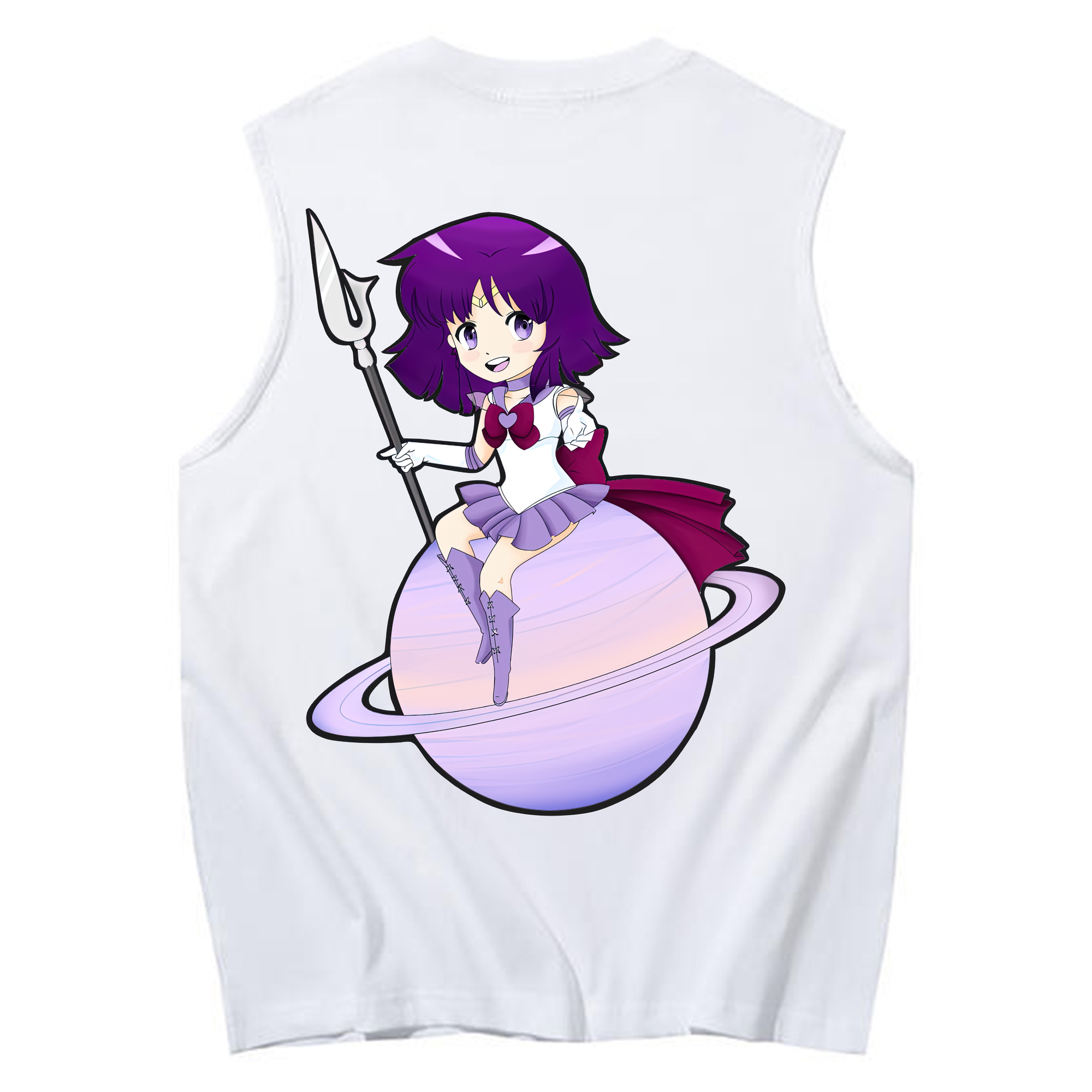 （画像用） 美少女戦士セーラームーン 土萠ほたる Sailor Moon Tomoe Hotaru （セーラーサターン；Sailor Saturn） コットン100％タンクトップ（背面プリント）