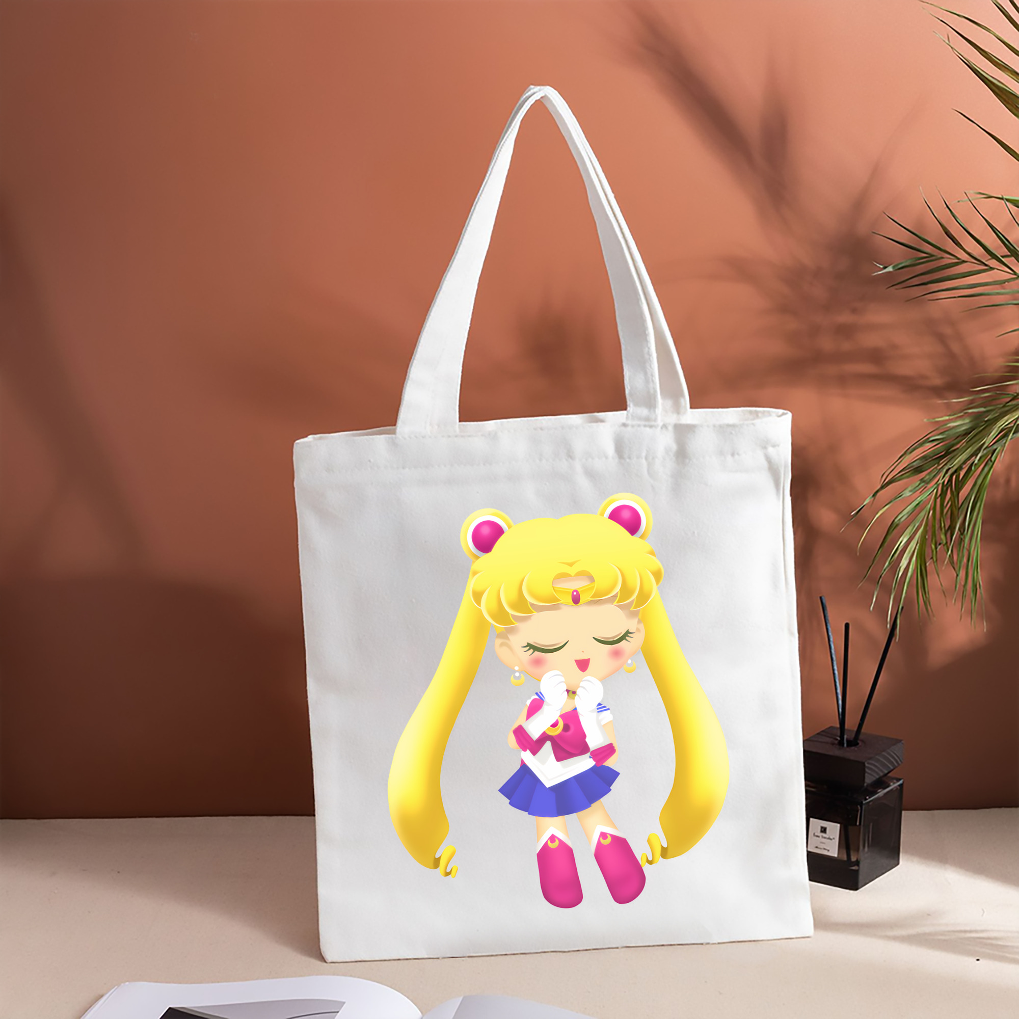 美少女戦士セーラームーン 月野 うさぎ つきの うさぎ Sailor Moon Tsukino Usagi 縦型キャンバス生地手提げバッグ　トートバッグ