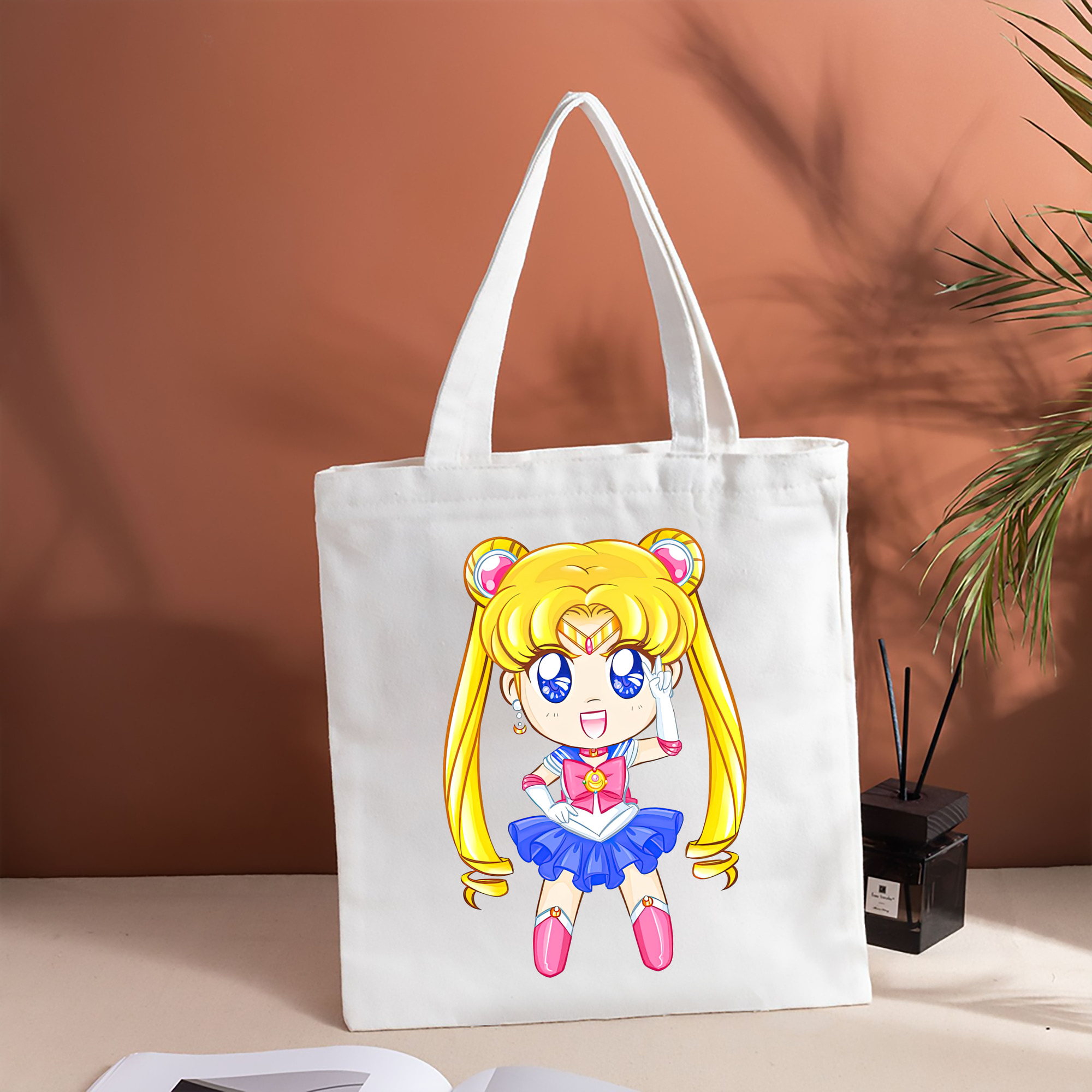 美少女戦士セーラームーン 月野 うさぎ つきの うさぎ Sailor Moon Tsukino Usagi 縦型キャンバス生地手提げバッグ　トートバッグ