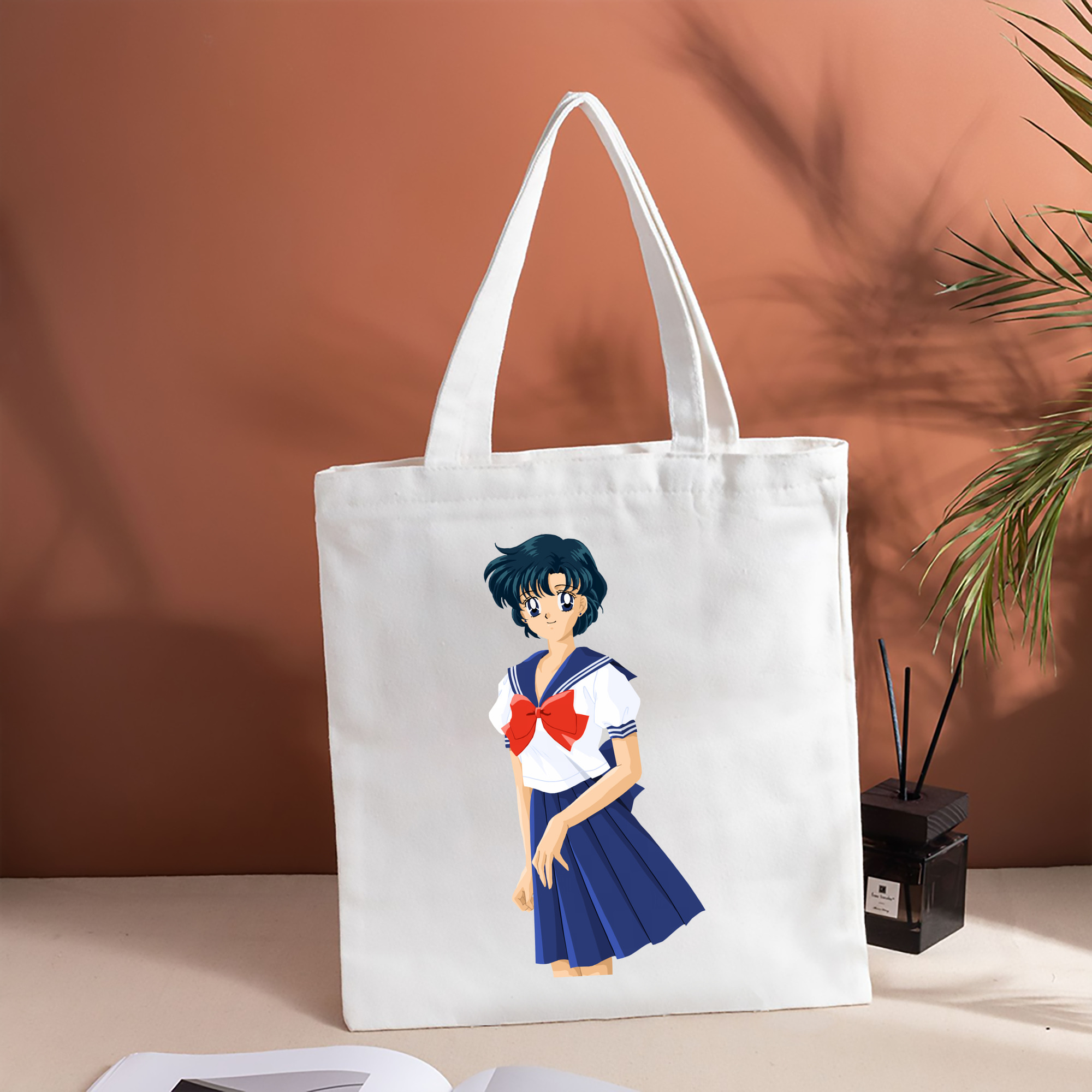 美少女戦士セーラームーン 水野 亜美 みずの あみ Sailor Moon Mizuno Ami 縦型キャンバス生地手提げバッグ　トートバッグ