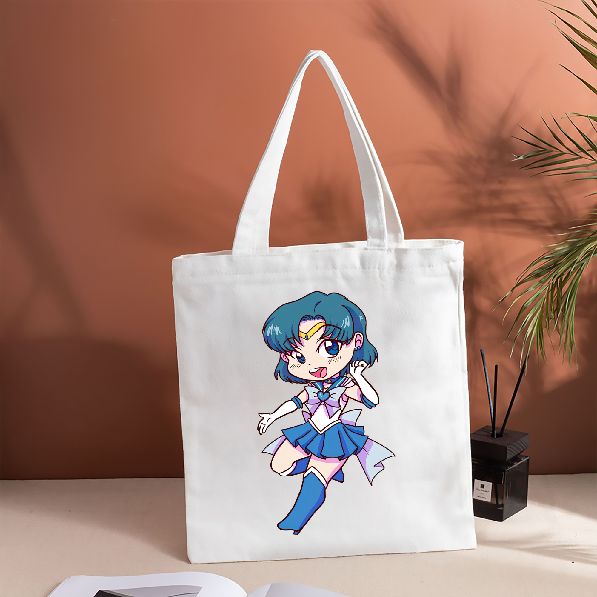美少女戦士セーラームーン 水野 亜美 みずの あみ Sailor Moon Mizuno Ami 縦型キャンバス生地手提げバッグ　トートバッグ