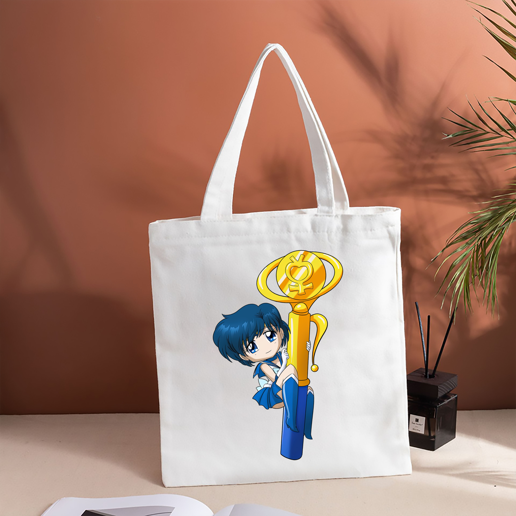 美少女戦士セーラームーン 水野 亜美 みずの あみ Sailor Moon Mizuno Ami 縦型キャンバス生地手提げバッグ　トートバッグ